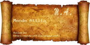 Mende Attila névjegykártya